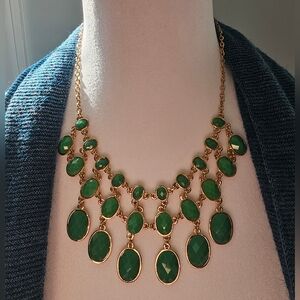 Teal Oval Tier Necklace Costume Jewelry